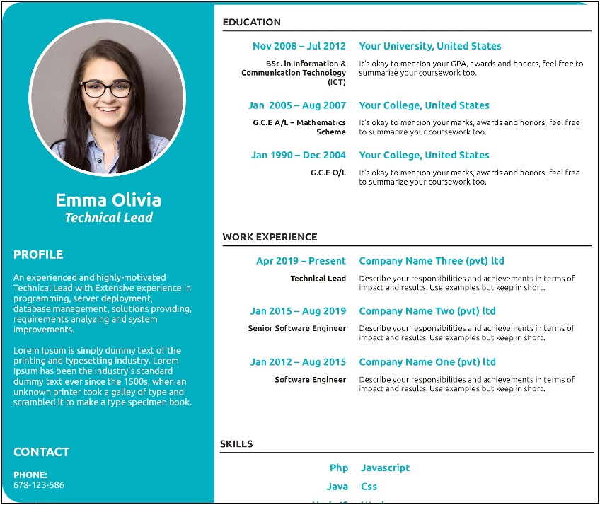 Free Cv Template Resume For Manager