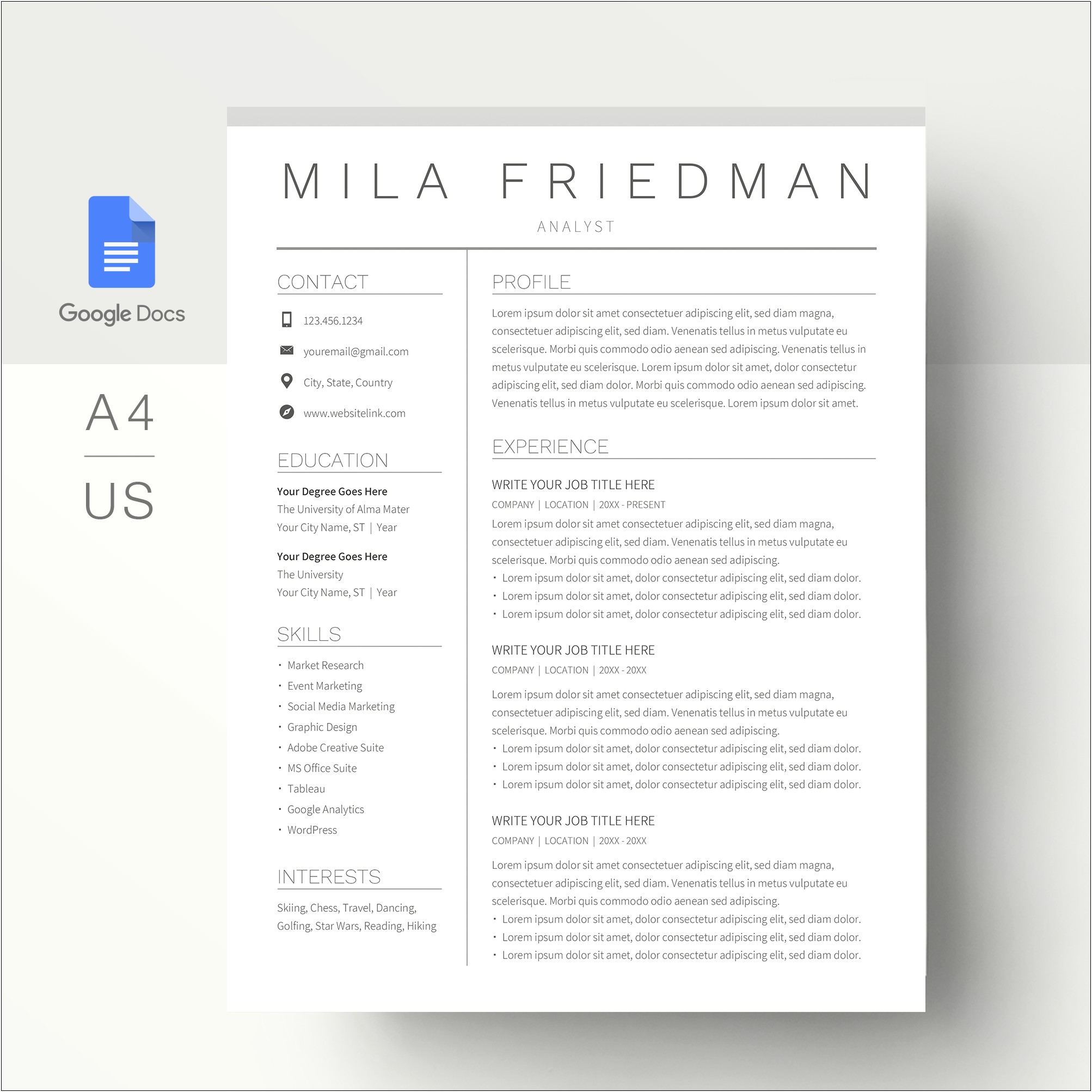Free Downloadable Resume Templates Google Docs