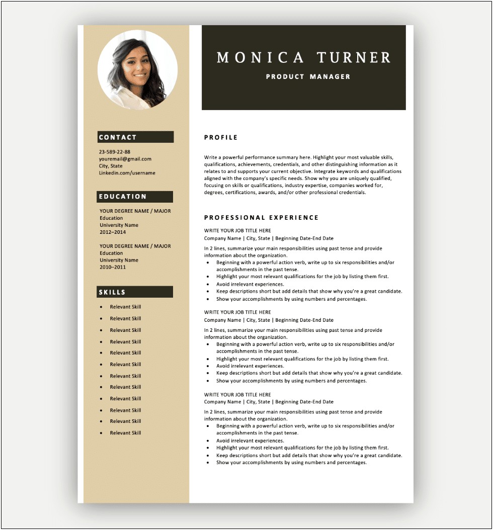Free Downloadable Template For A Resume Word Doc