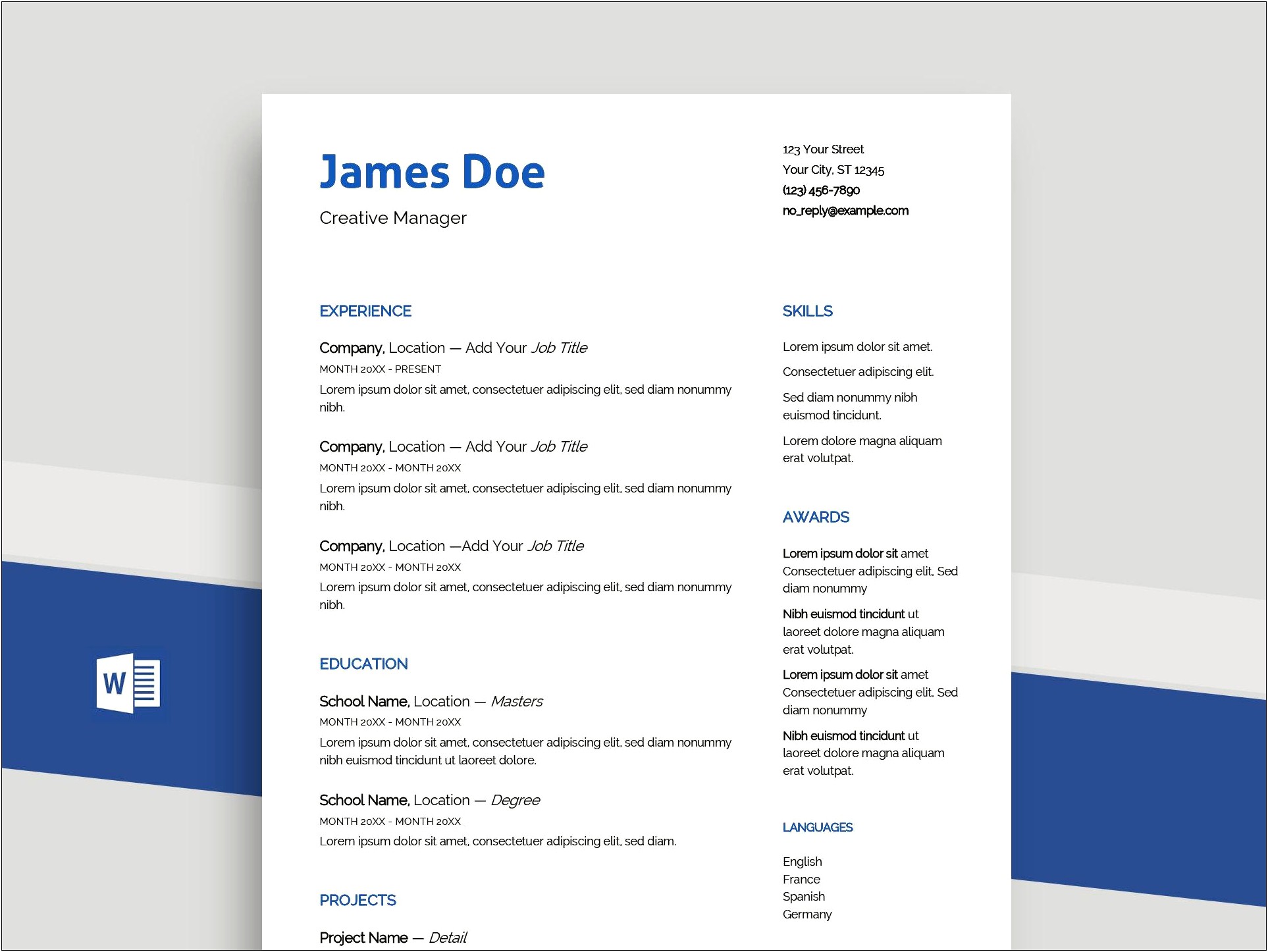 Free Downloadable Word Resume Template