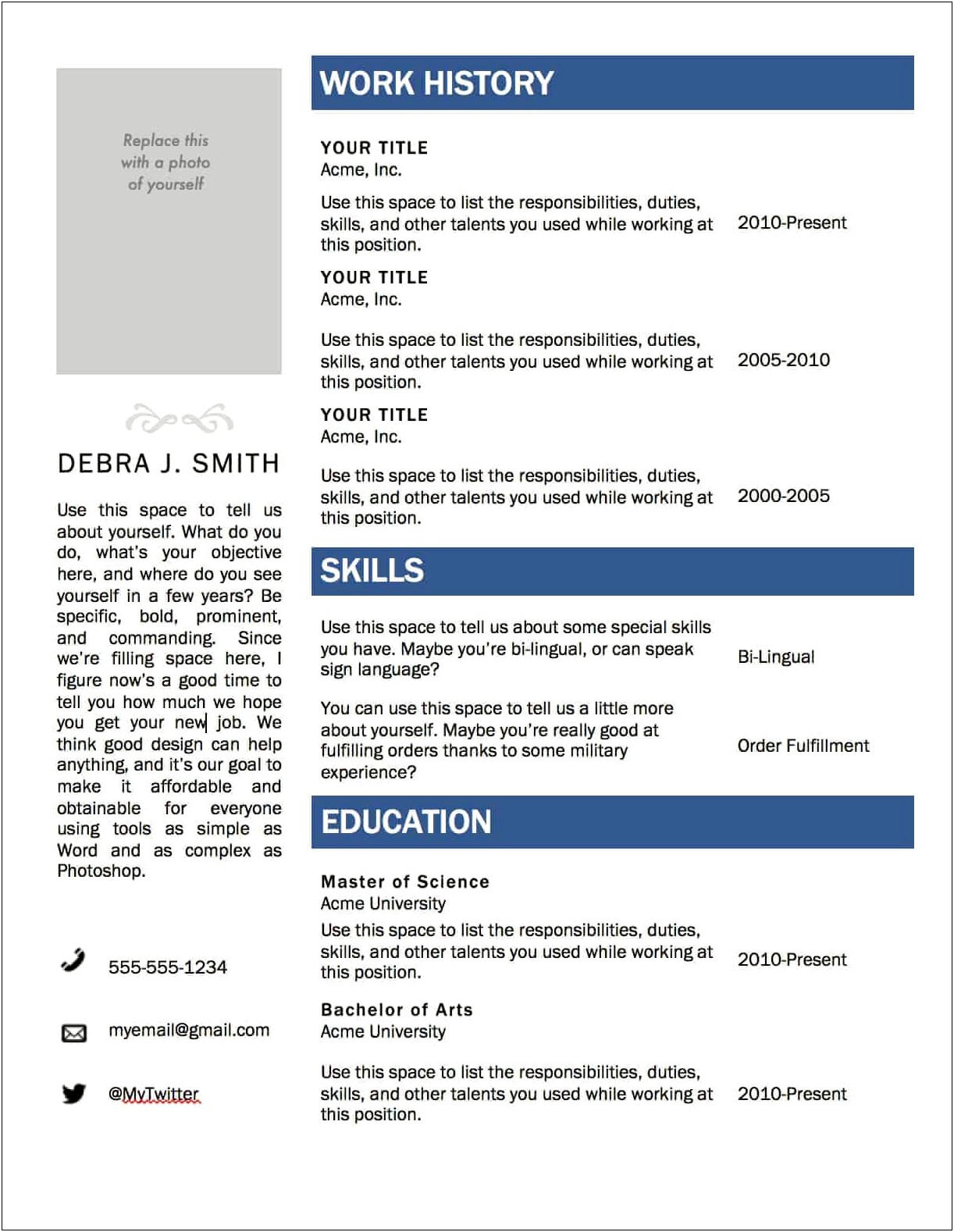 Free Downloadble Resume Template Compatible With Word