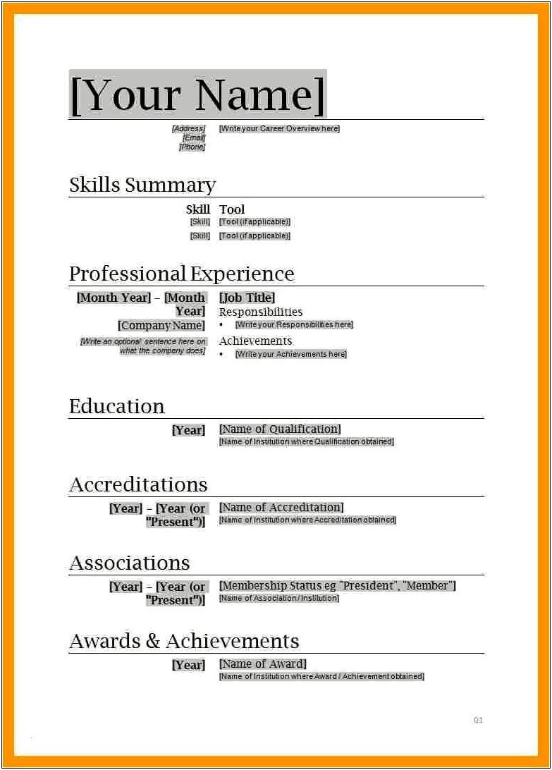 Free Easy Resume Templates Download