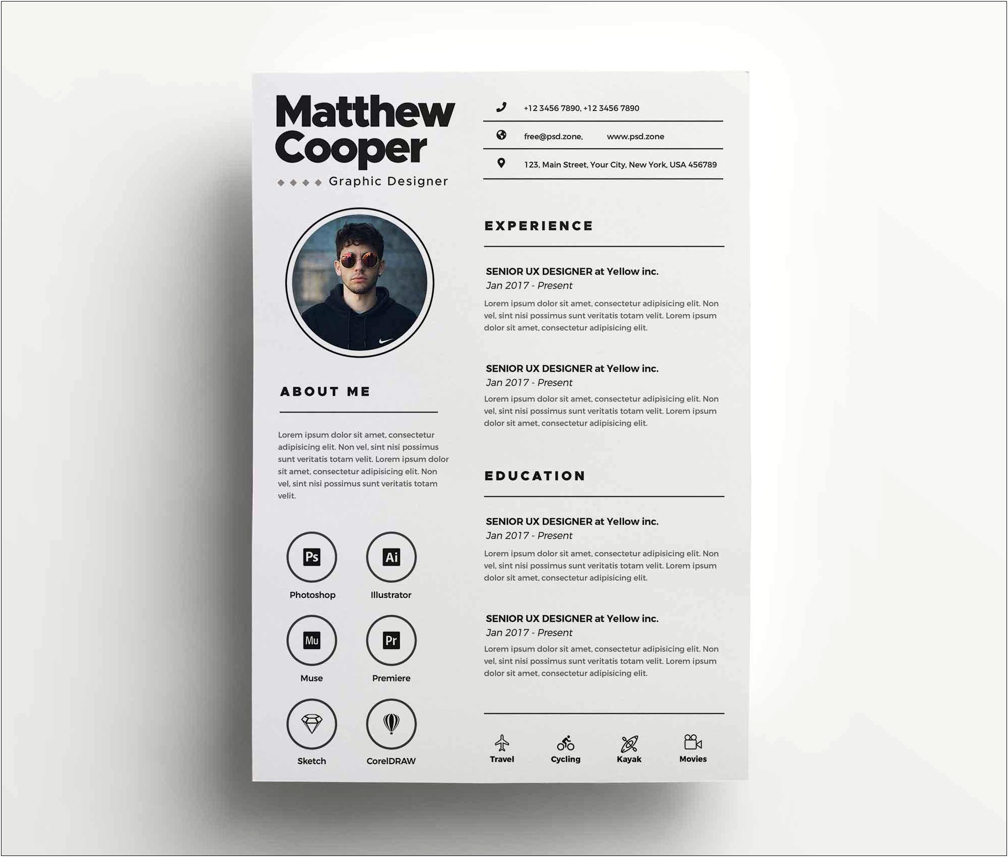 Free Educator Resume Template With Icons