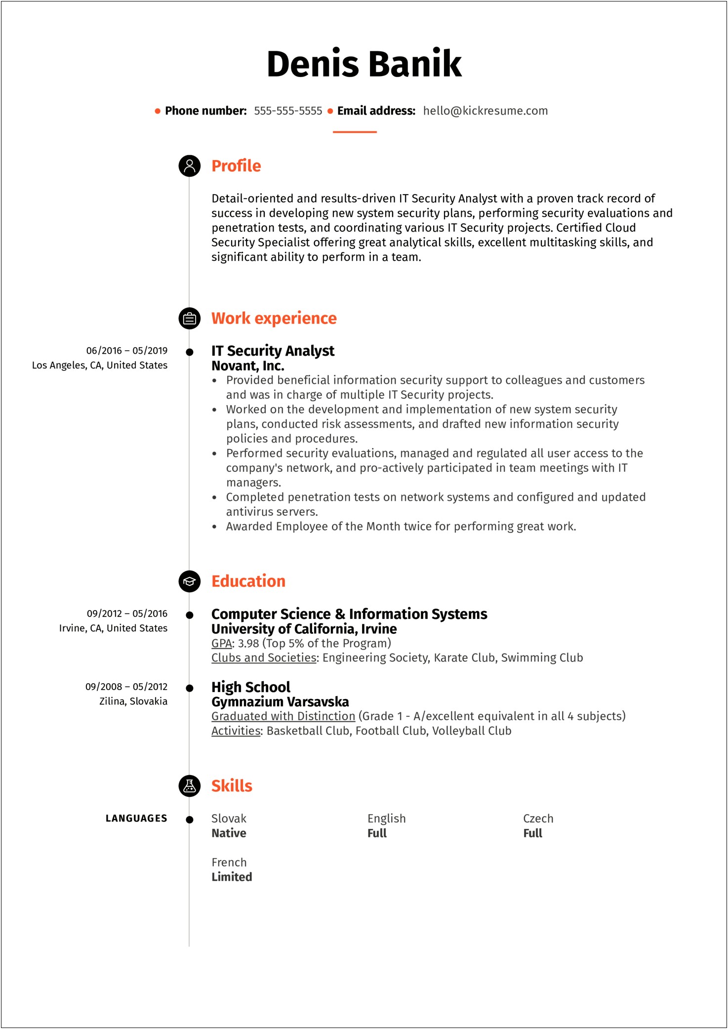 Free Example Of An Analysts Resume
