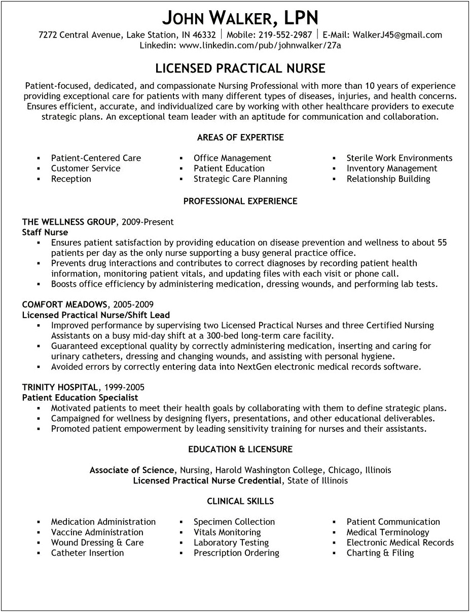 Free Examples Of Lpn Resumes