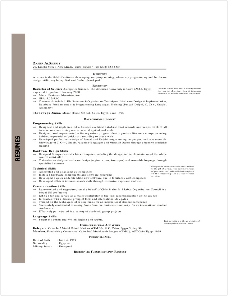 Free Examples Of Military Resumes
