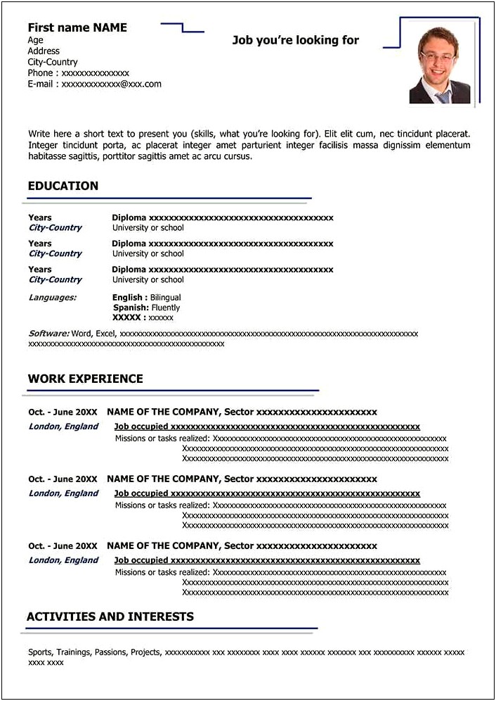 Free Fill In The Blank Resume Samples