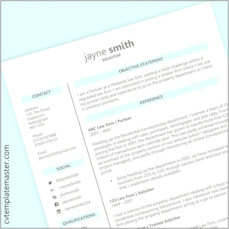 Free Good Legal Resume Template