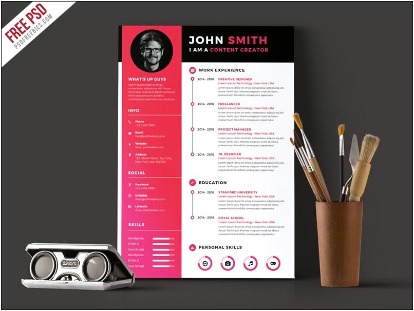 Free Graphic Design Resume Template Psd