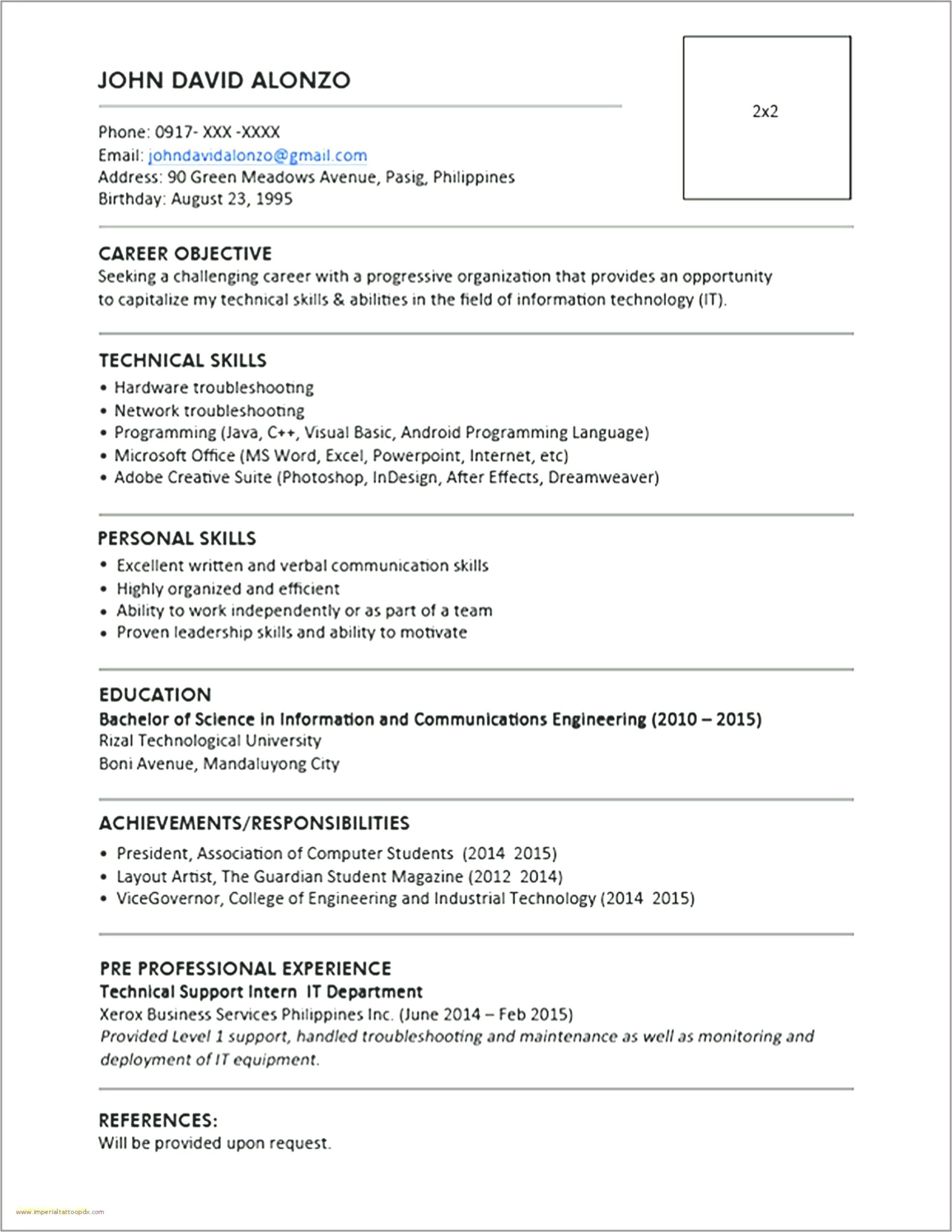Free Information Technology Resume Word Doc