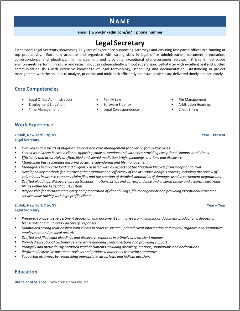 Free Legal Assistant Resume Samples