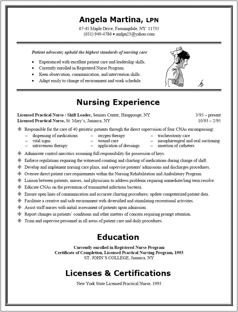 Free Lpn Nursing Resume Templates