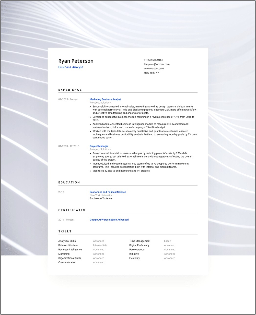Free Marker Template On Resume