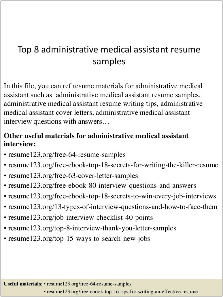 Free Medical Assistant Resume Samples