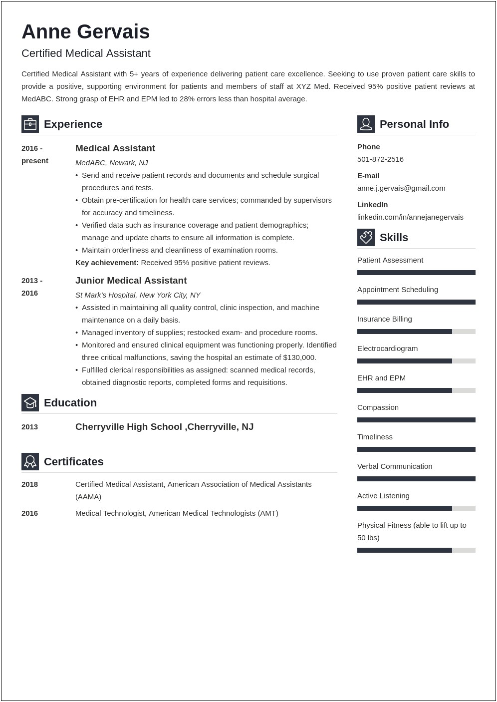 Free Medical Field Resume Templates