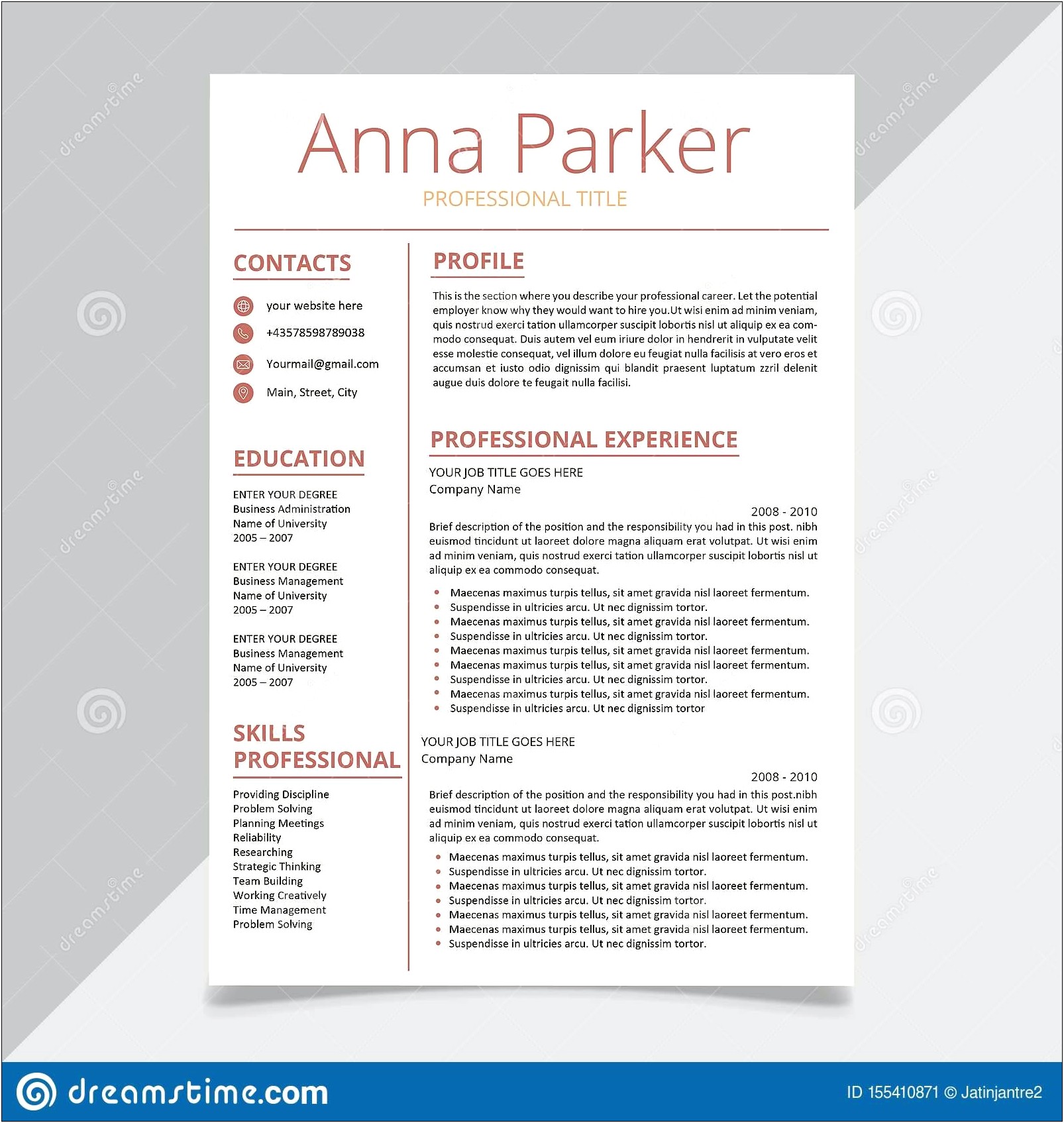 Free Minimalist Resume Template For Management