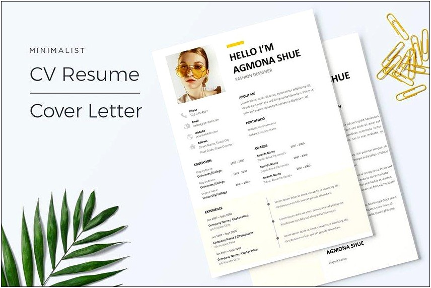 Free Minimalistic And Clean Resume Template Word
