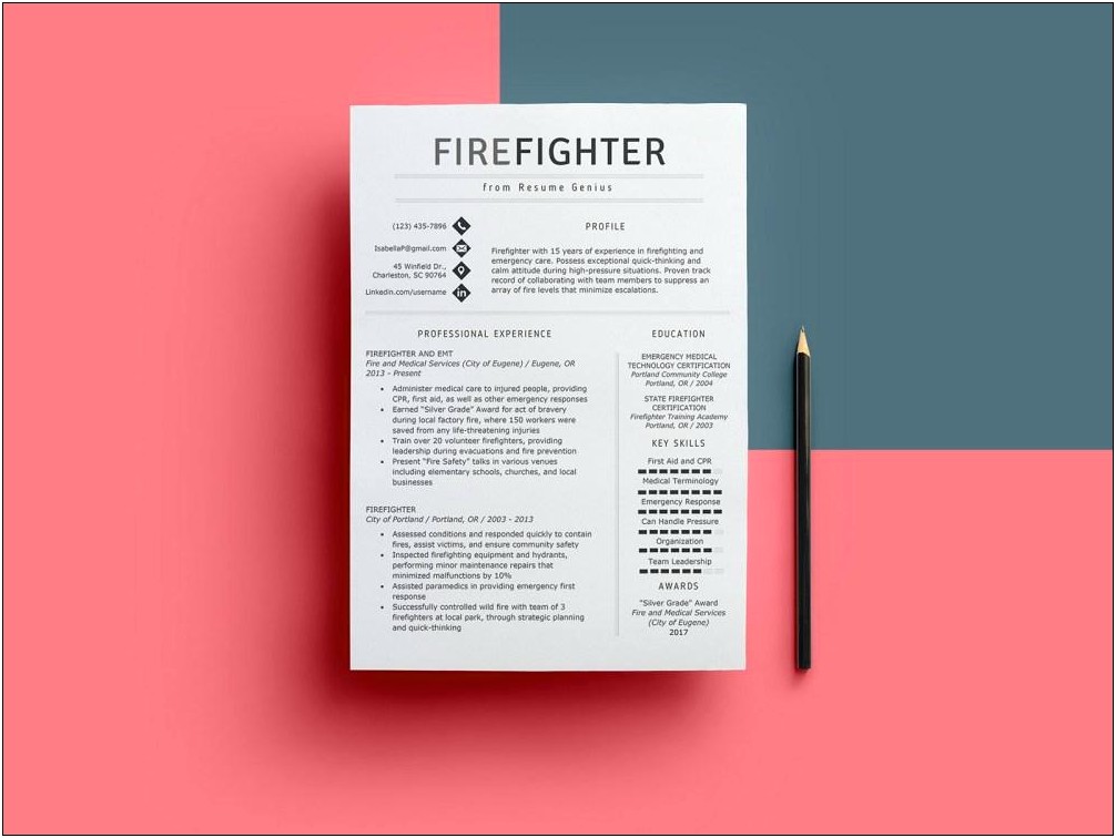 Free Model Resume Of Fire Fire