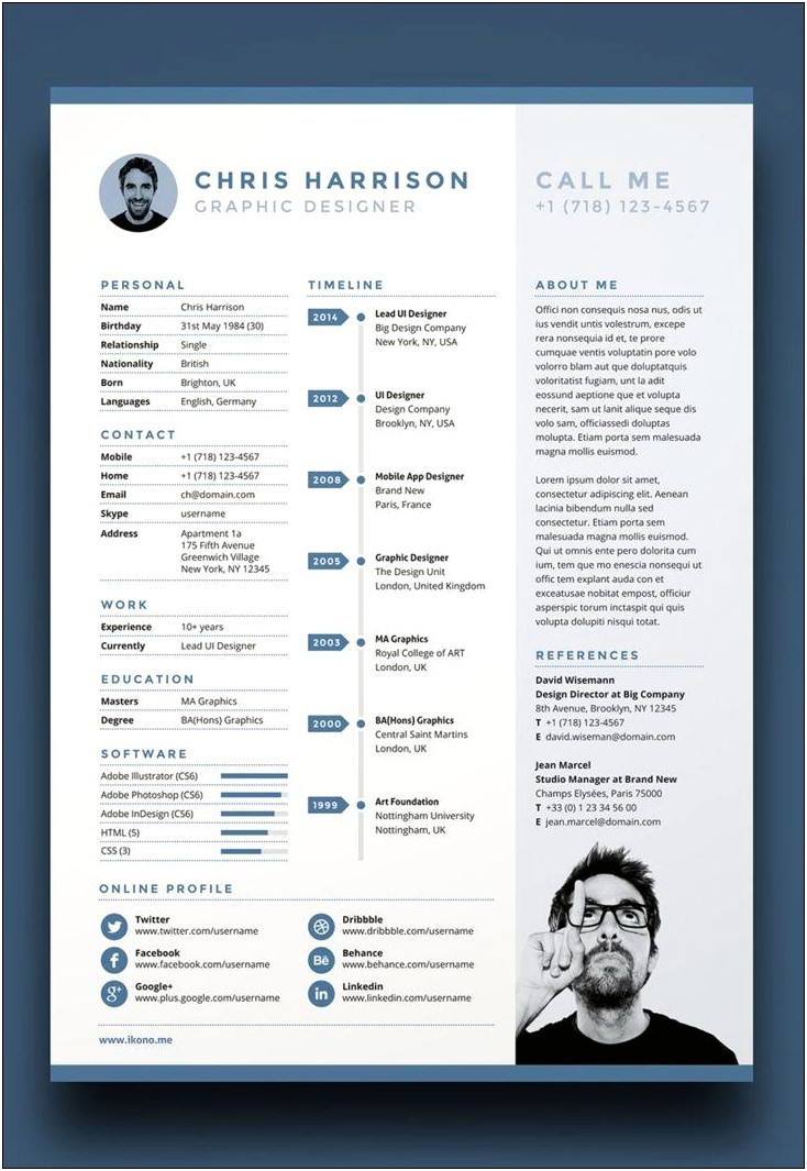 Free Modern Resume Templates Adobe Illustrator