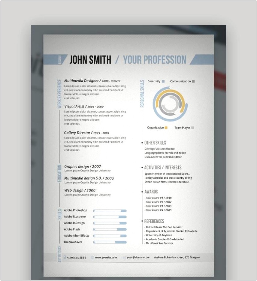 Free One Page Pattern Resume Template