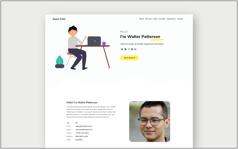 Free Online Resume Html Template