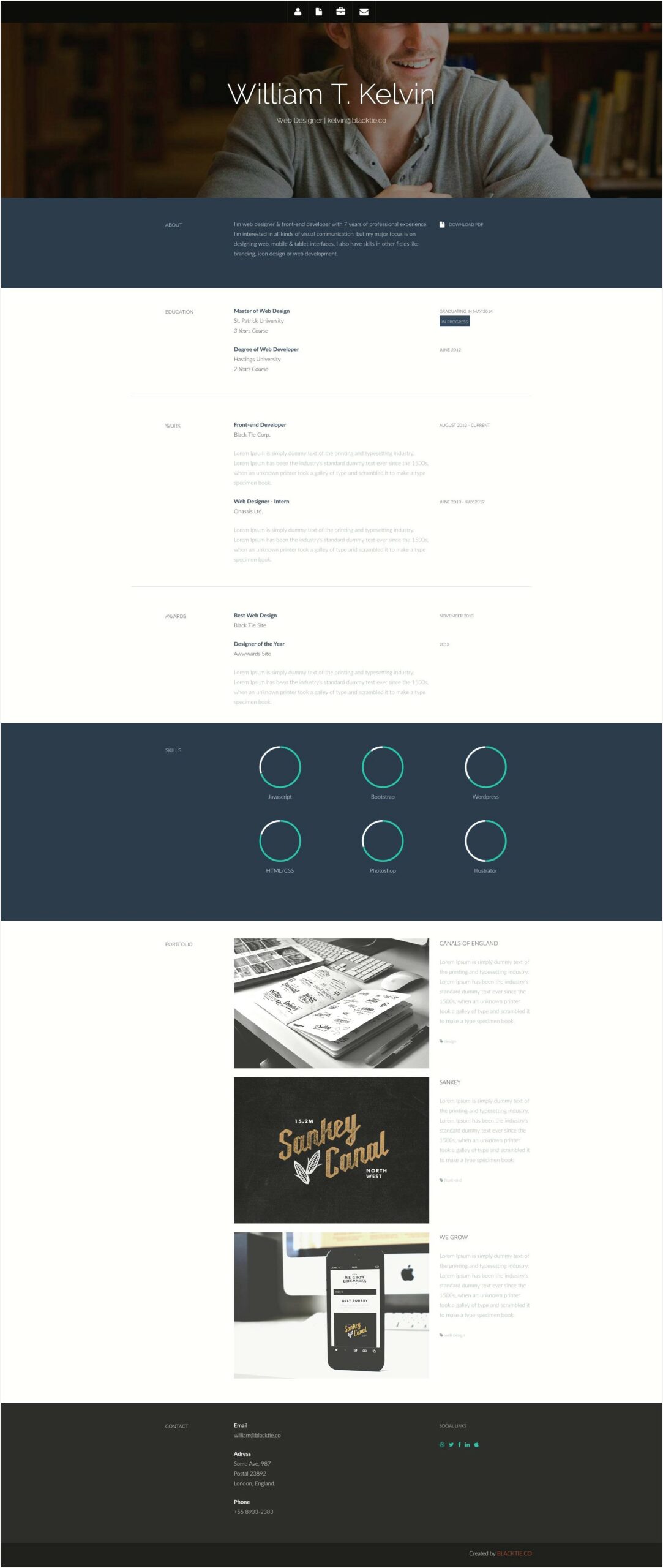 Free Personal Resume Website Template
