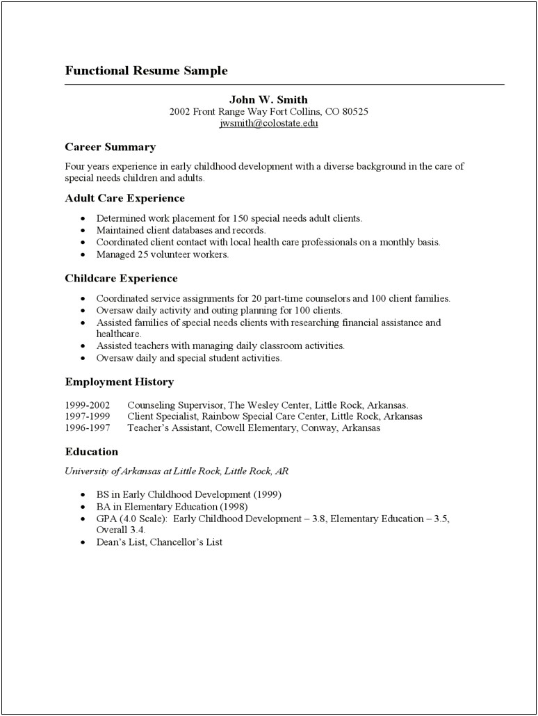 Free Printable Example Of A Resume