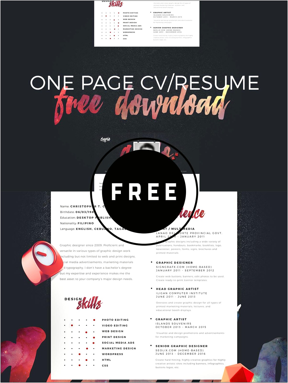Free Printable One Page Resume Samples 2019