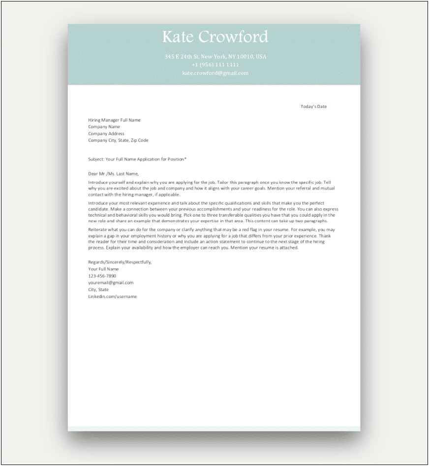 Free Printable Resume Cover Letter Templates