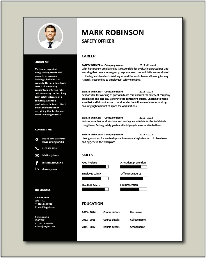 Free Professional Resume For Mine Safety Professional