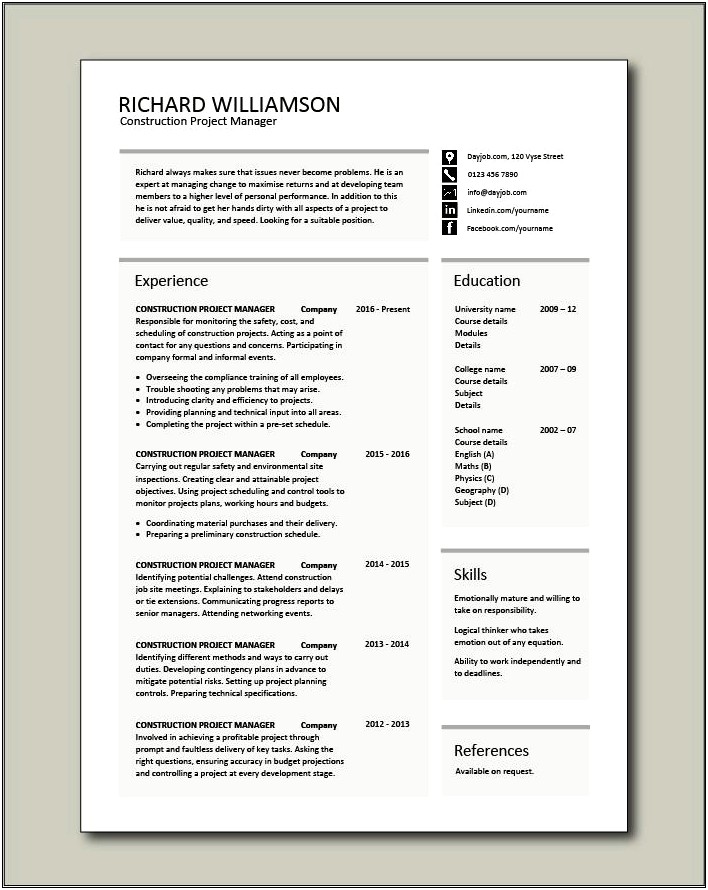 Free Project Management Resume Templates