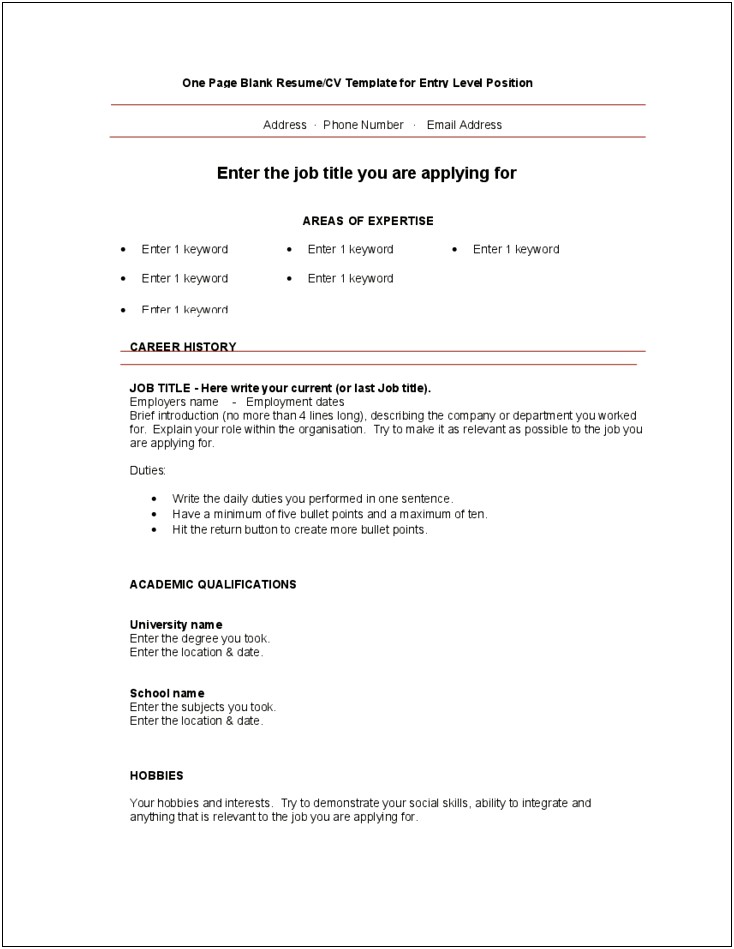 Free Resume Blank Templates Download