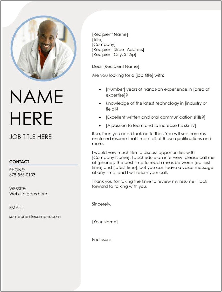 Free Resume Cover Letter Template Word Doc