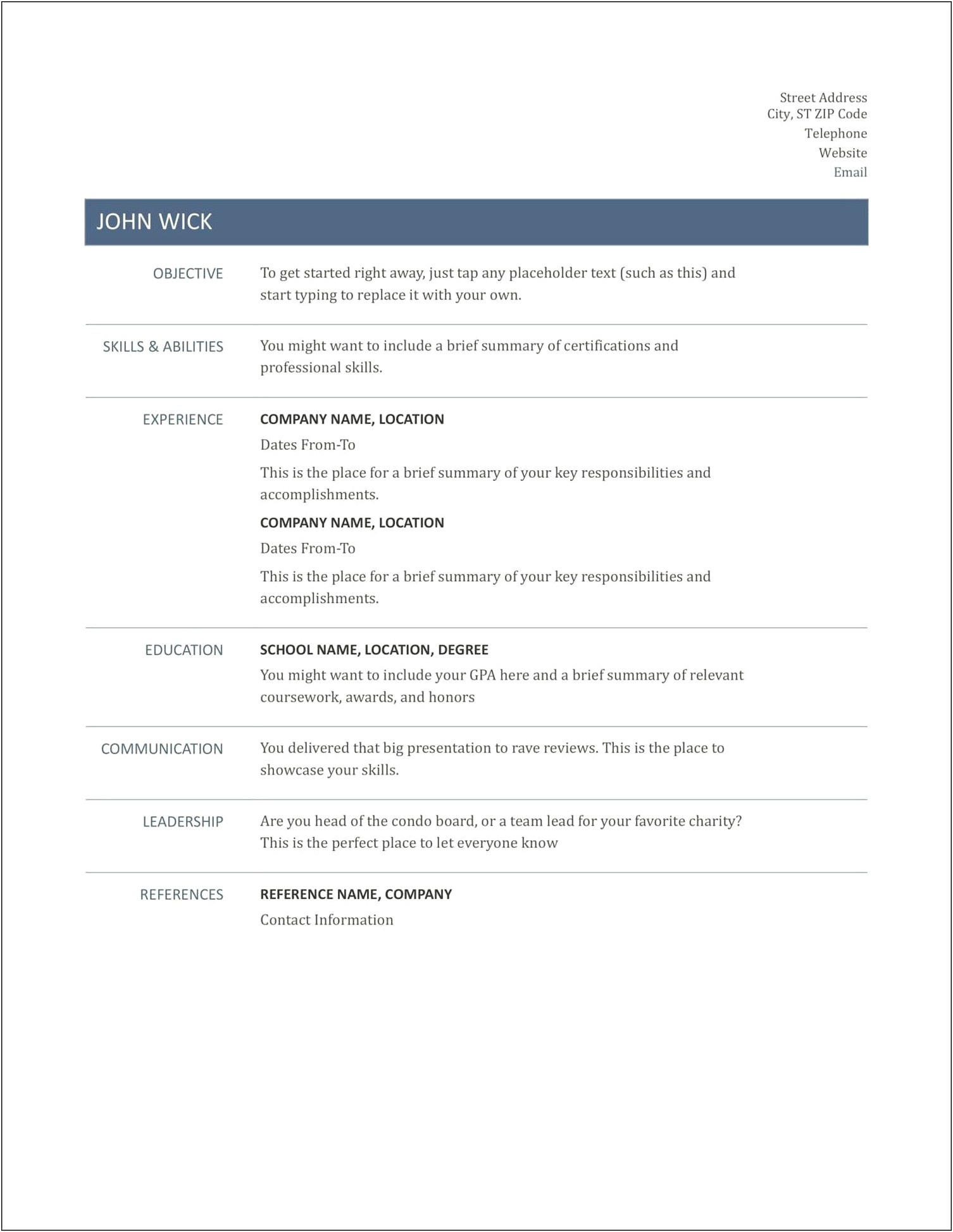 Free Resume Download No Charge