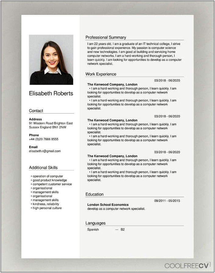 Free Resume For Job Layout