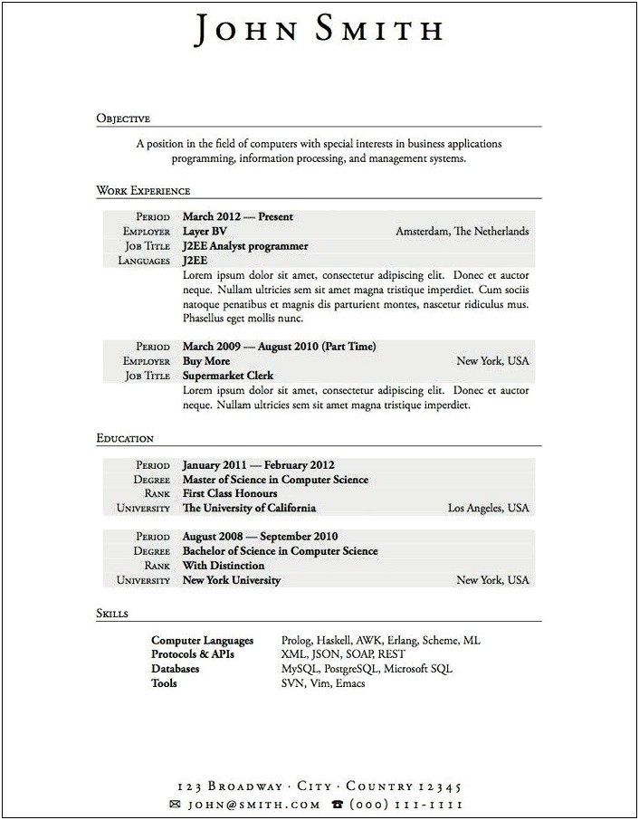 Free Resume Forma For Students
