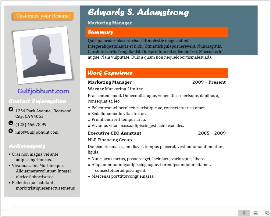 Free Resume Format Download For Accountants