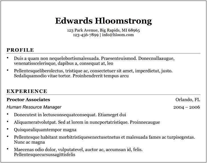 Free Resume Format Download In Word