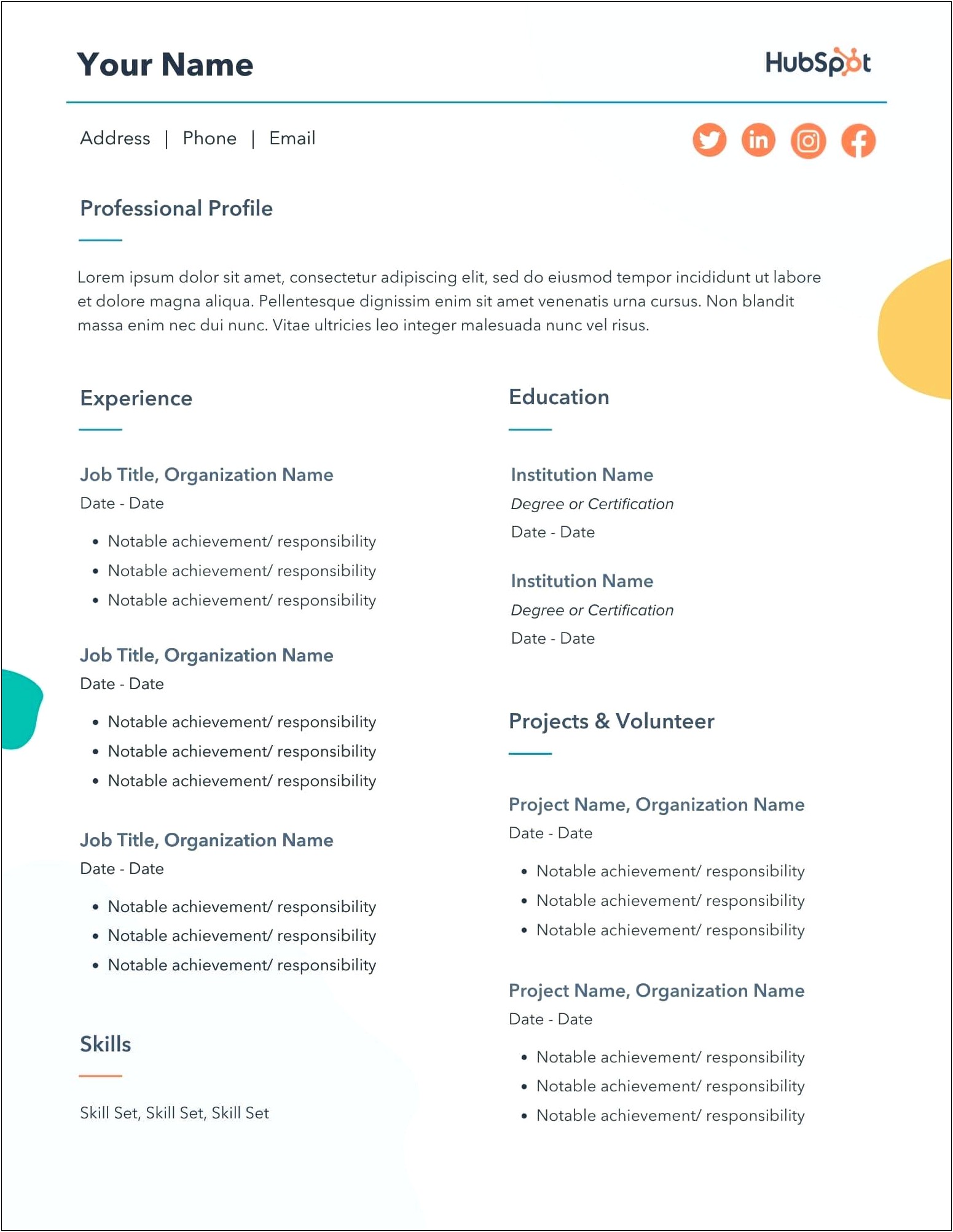 Free Resume Format For Experienced