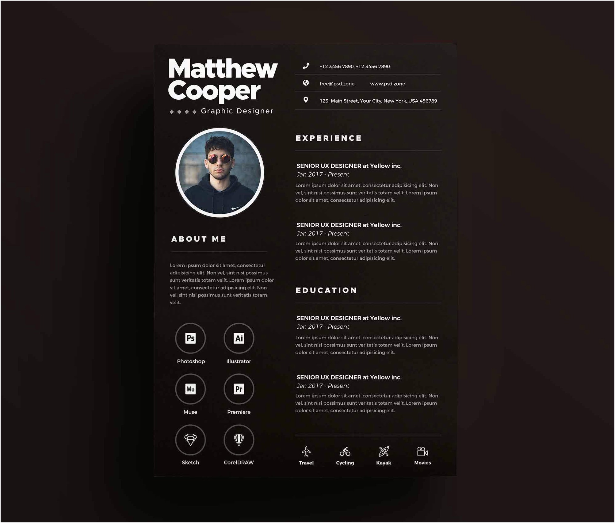Free Resume Psd Template For Photoshop