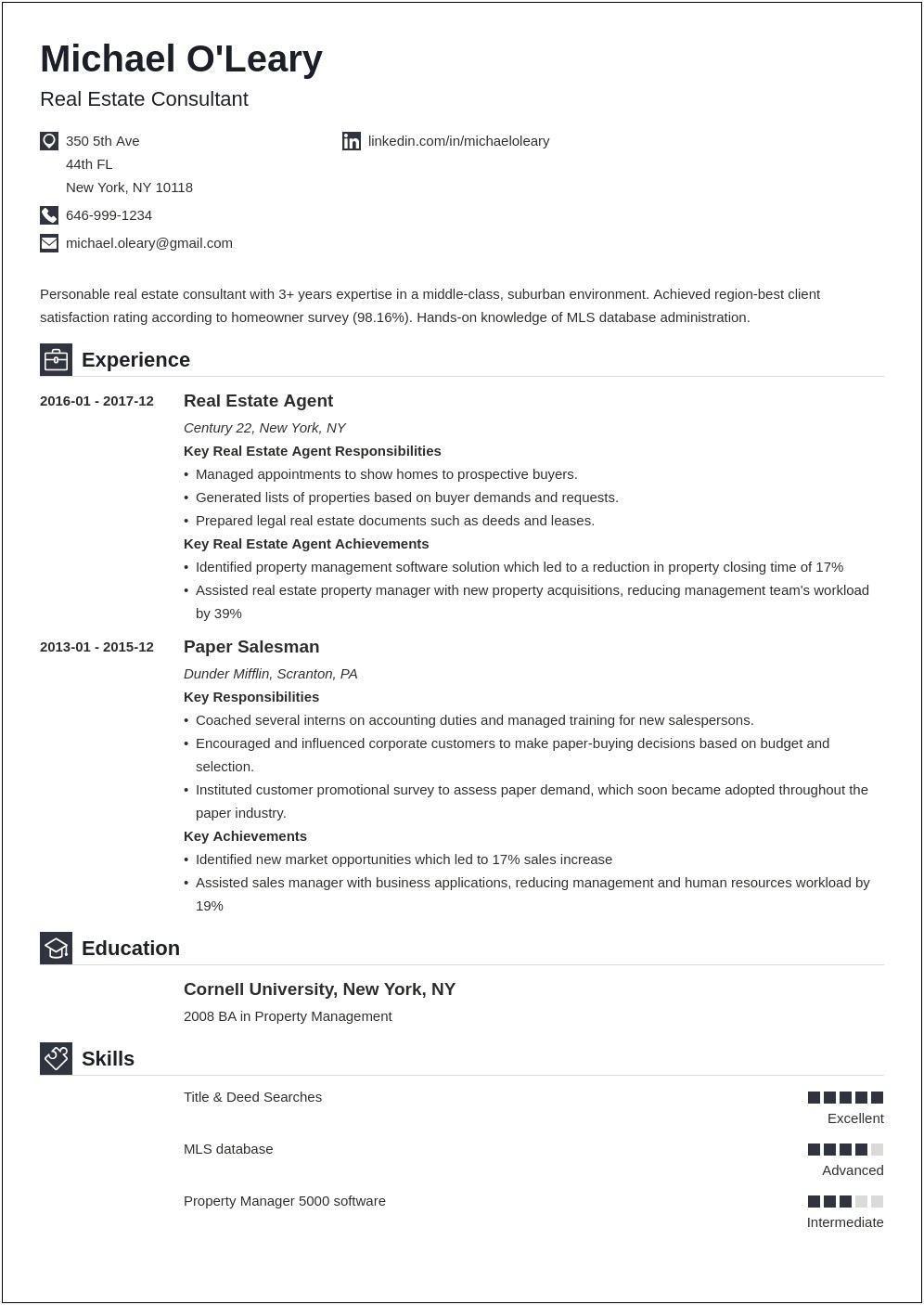 Free Resume Real Estate Word Template
