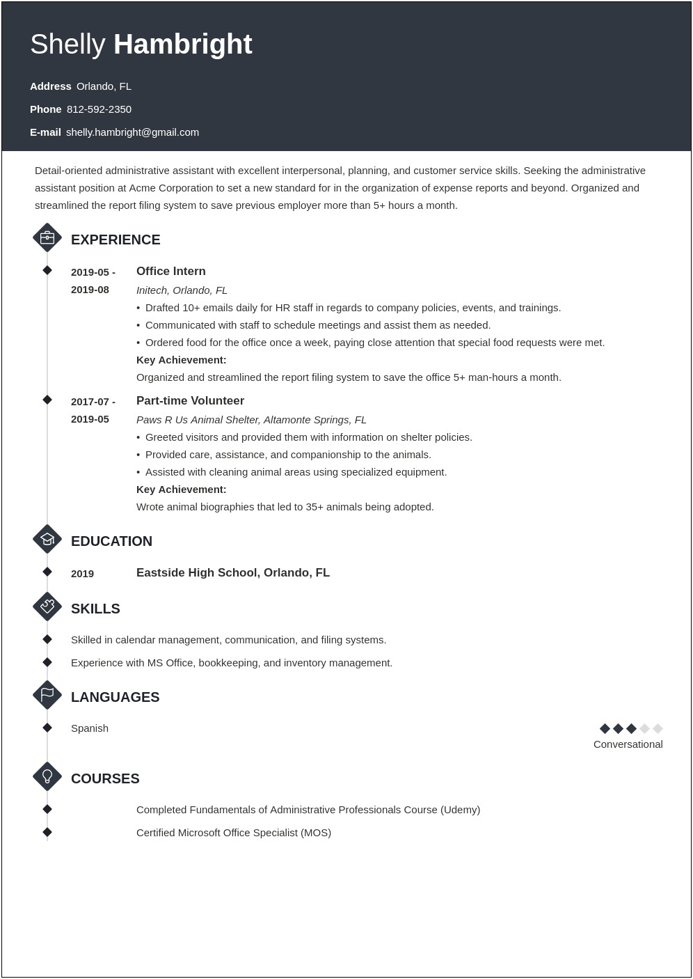 Free Resume Samples For Administrative Support