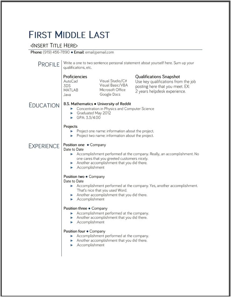 Free Resume Samples For It Students