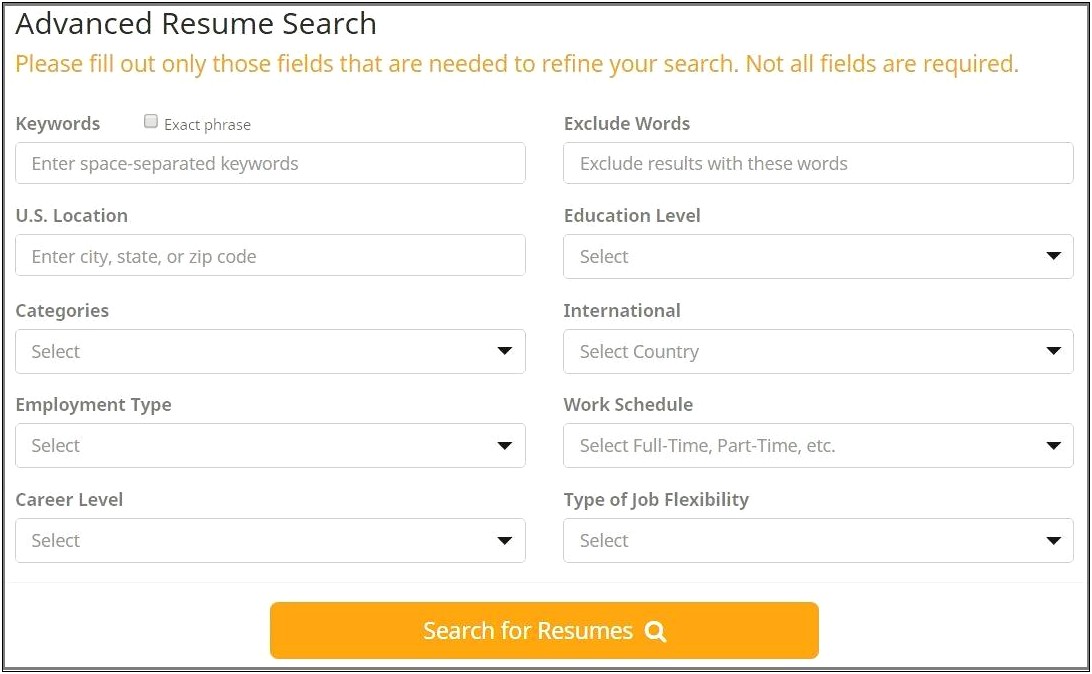 Free Resume Search For Candidates