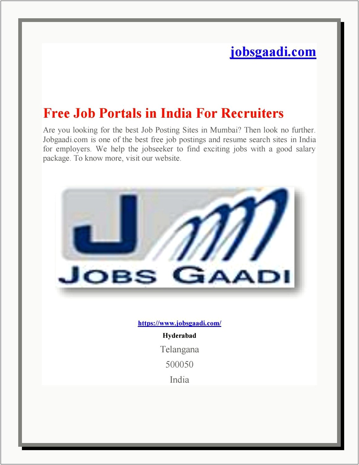 Free Resume Search Portals In India