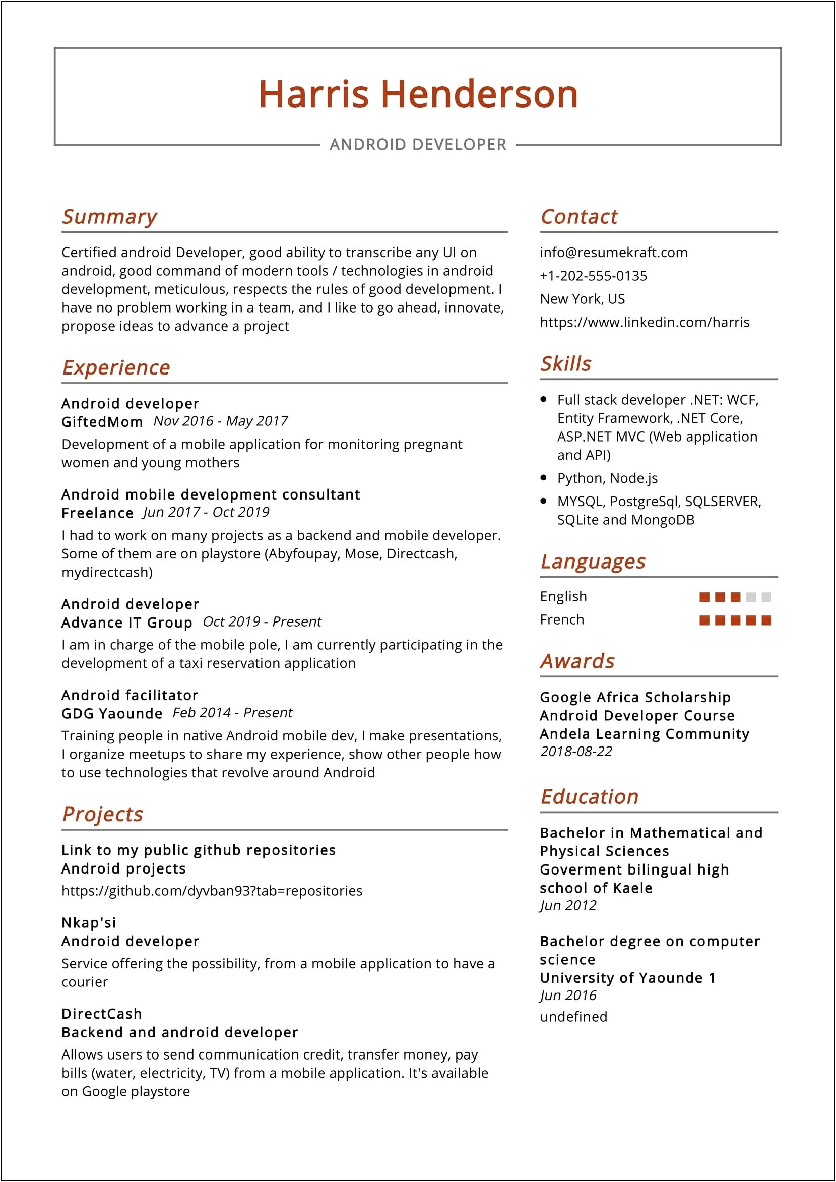 Free Resume Template Download For Android