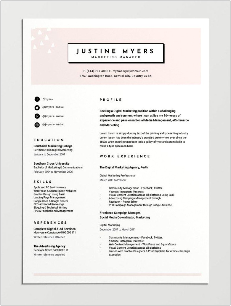 Free Resume Template Downloads Docs