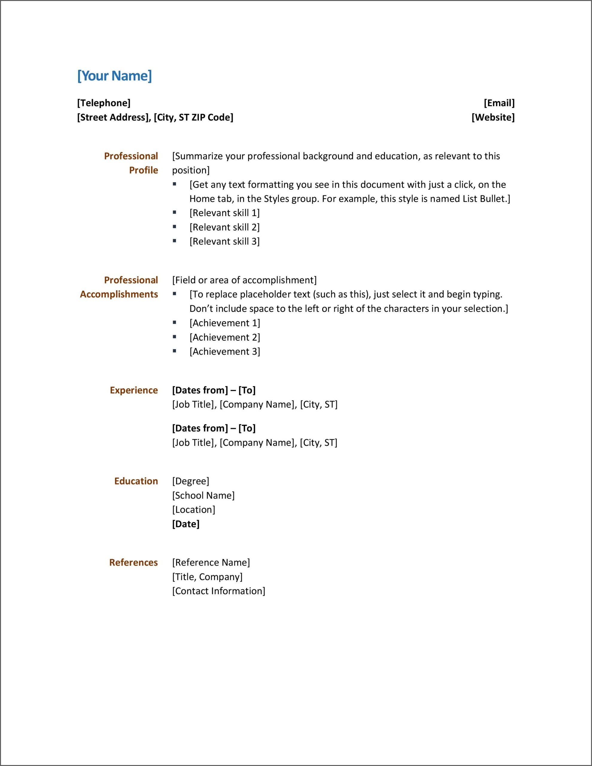 Free Resume Template Easy Download