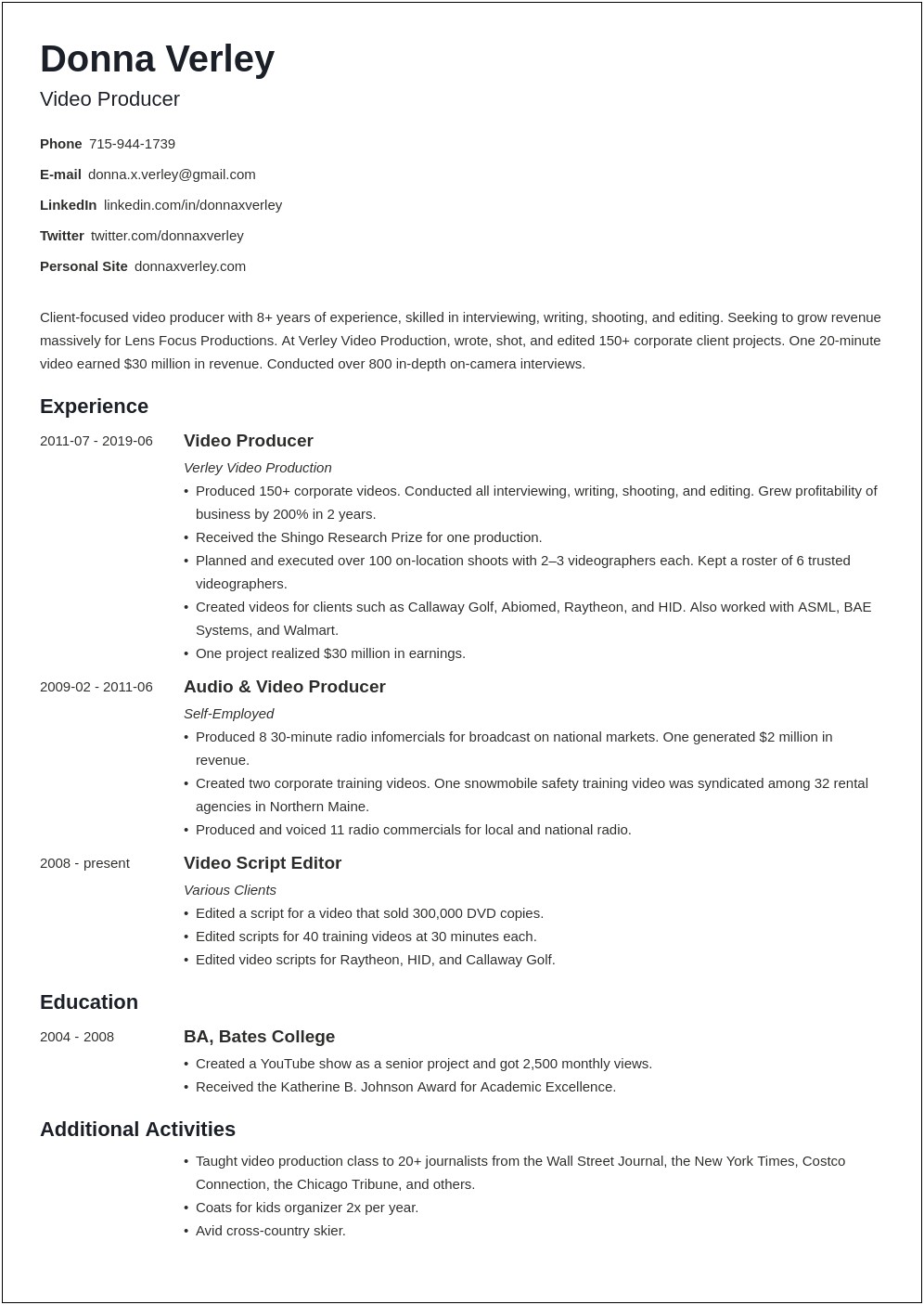Free Resume Template For Self Employed
