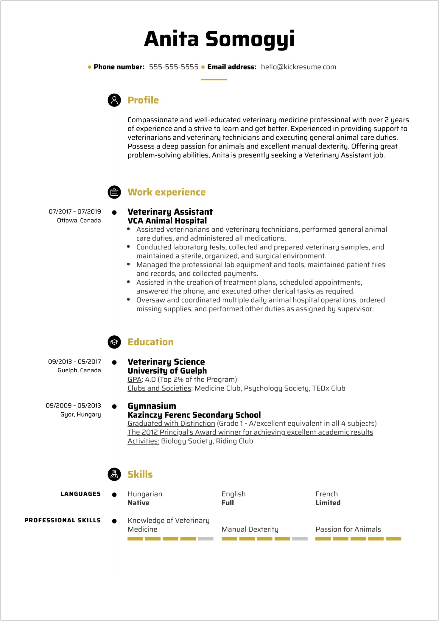 Free Resume Template Veterinary Assistant